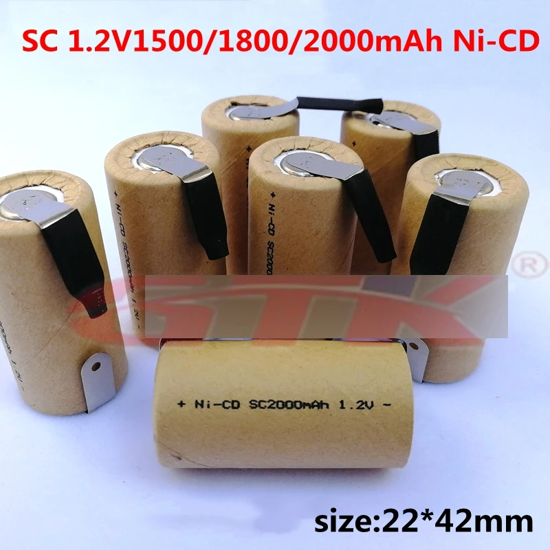 10 шт./лот ni-cd аккумулятор GTK 1 2 В 1500 мА · ч 1800 2000 аккумуляторы subc nicd для моделей
