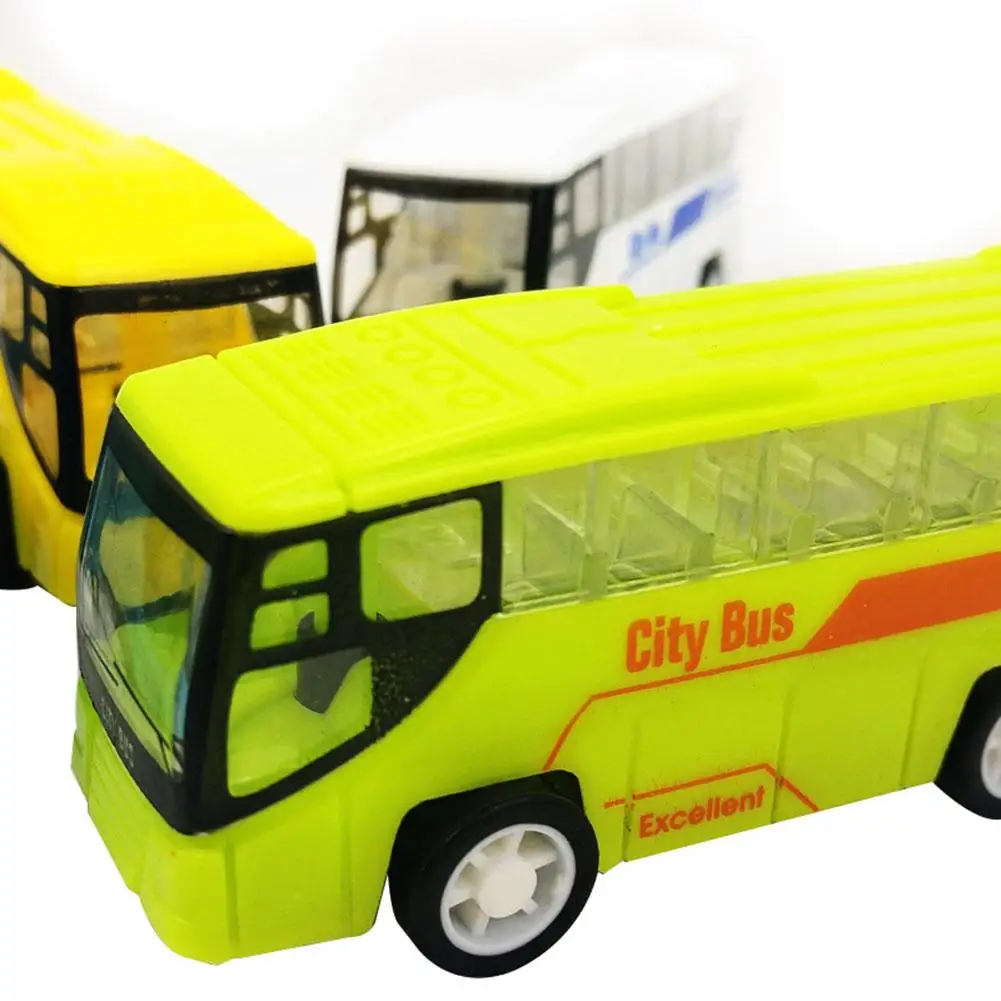 Маленький симулятор откатной город автобус модель мини портативный мультфильм пластмассовая головоломка автомобиль для детей играть игрушки случайные цвета