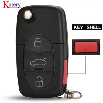 

kutery Uncut Blade 2+1 BTN Folding Flip Remote Key Fob Case Shell For VW Golf Passat Polo Jetta Touran Bora Sharan Golf MK4