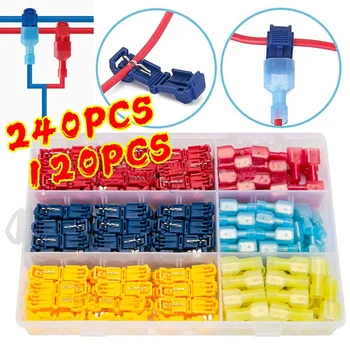 

240Pcs/120Pcs T-Tap Wire Connectors Quick Electrical Cable Connector Snap Splice Lock Wire Terminals Crimp Self-Strip Hand Tool