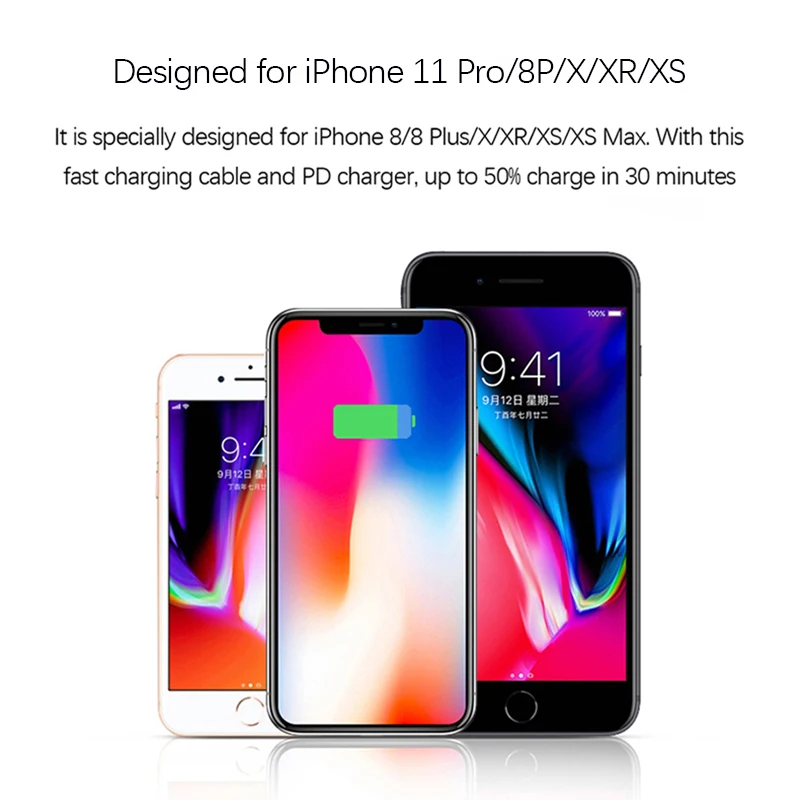 Konsmart 18 Вт PD кабель для быстрой зарядки для Apple iPhone 11 Pro 8 Plus X XR XS Max iPad Air mini 1 м USB-C-8 Pin кабель для синхронизации данных