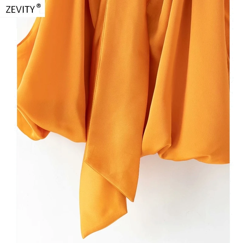 Новая женская модная повседневная свободная короткая блузка Zevity с бантом на
