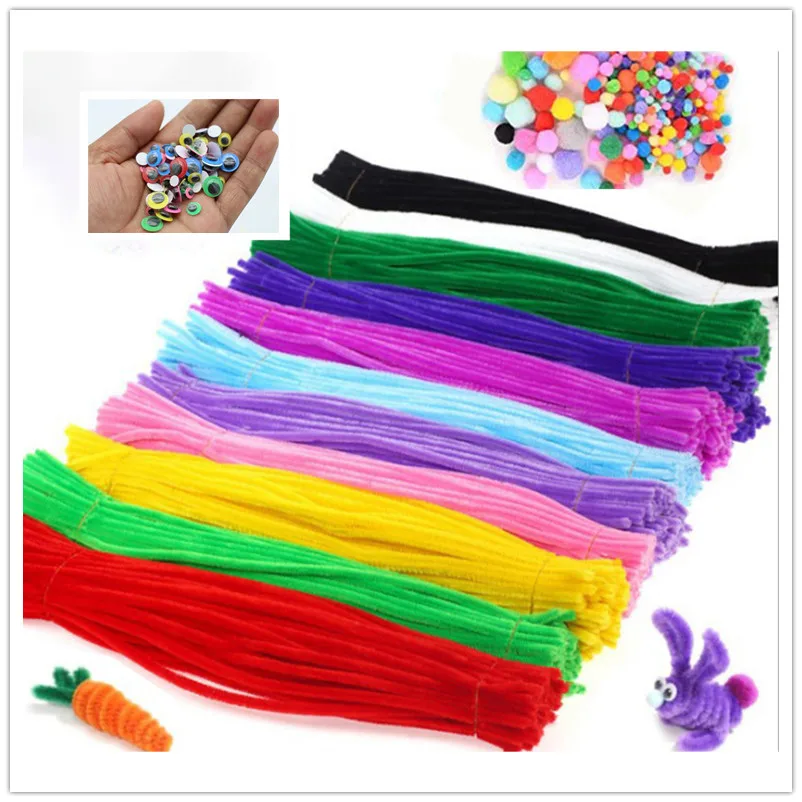 99pcs 30cm Chenille Stems Pipe Cleaners Plush Tinsel Wired Sticks Kids Toys Wedding Party Decoration DIY Handmade Craft Supplie