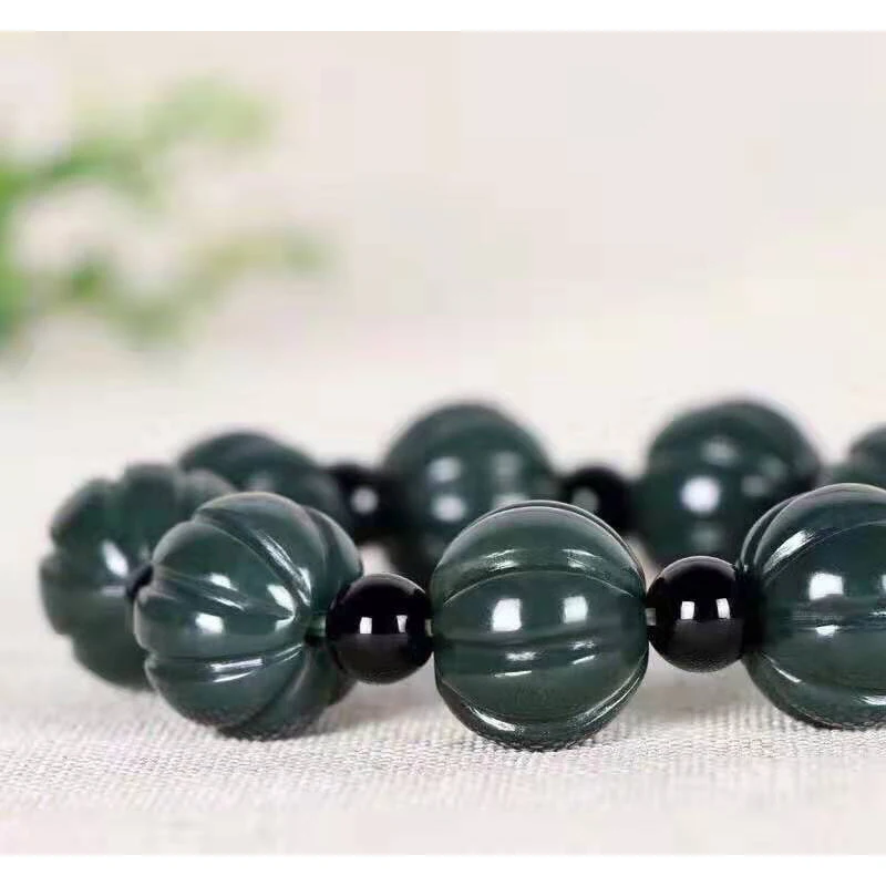 Natural boutique Hetian jade green jade melon Bracelet