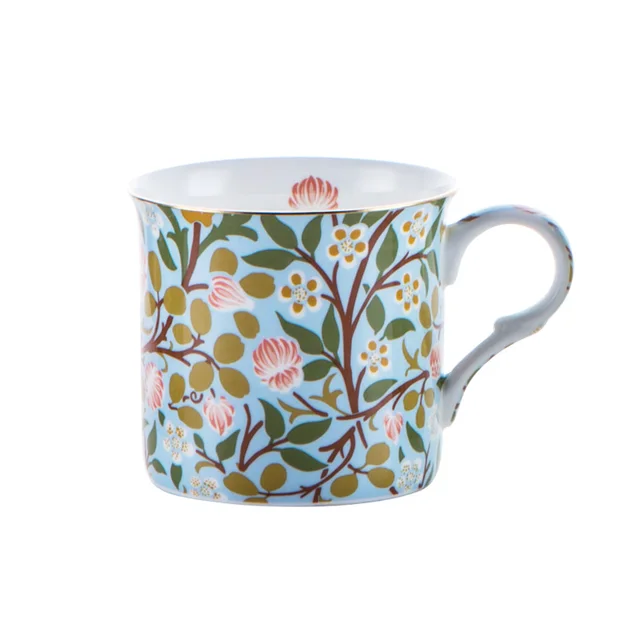 Pastoral style painted flower bone porcelain mug 6