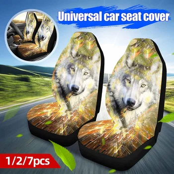 

1/2/7Pcs Car Seat Cover Set 3D Animal Wolf Pattern All Inclusive Car Seat Cushion Protector for Most Cars Car styling interiors