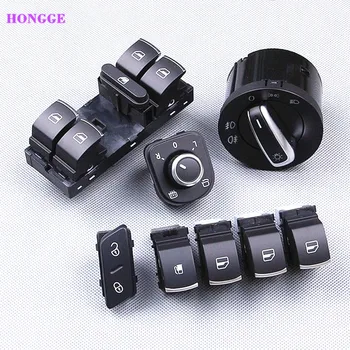 

HONGGE 8Pcs Fuel Tank & Door Center Locking + Headlamp Knob + Window Glass&Side Mirror Switch Kit For Golf 5 5ND959855