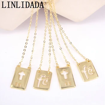 

10Pcs, Simple Gold Necklace, Smooth hollow fe letter /Cross Necklace in Gold color- Gift for friends