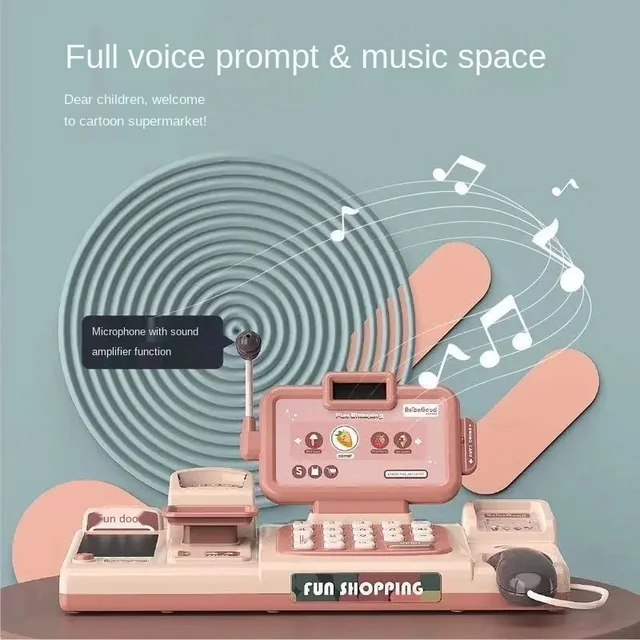 24Pcs/Set Checkout Counter Role Pretend Play Cashier Electronic Mini Simulated Supermarket Cash Register Kits Toys Kids Girl Toy 4