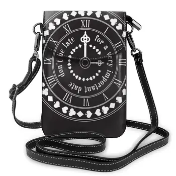 

Alice In Wonderland Circle Label With Old Key And Quote Cell Phone Purse Smartphone Wallet Leather Shoulder Strap Women Bag
