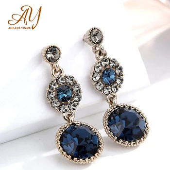 

Anillos Yuzuk Luxury Vintage S925 Sterling Silver Elegant Big Blue StoneCrystal Earrings For Women Wedding Fine Jewelry Gift