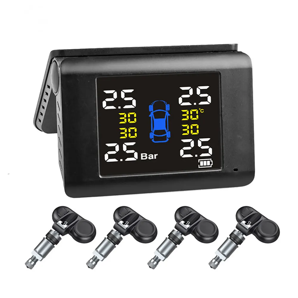 

Wireless Car TPMS Tire Pressure Monitor Intelligent System Solar Power LED Display with 4 Built-in or External Sensor