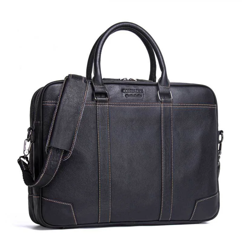 

Vintage Black Men Genuine Leather Briefcase 17 Inches Computer Male Handbag 2019 Large Capacity Waterproof Male Shoulder Bag