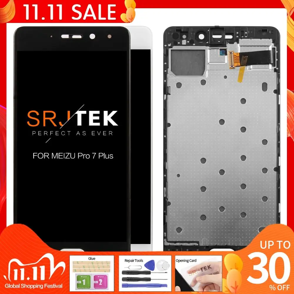 ЖК дисплей 5 7 '񟵰x1440 Super AMOLED для MEIZU Pro Plus с сенсорным экраном Pro7 дигитайзер