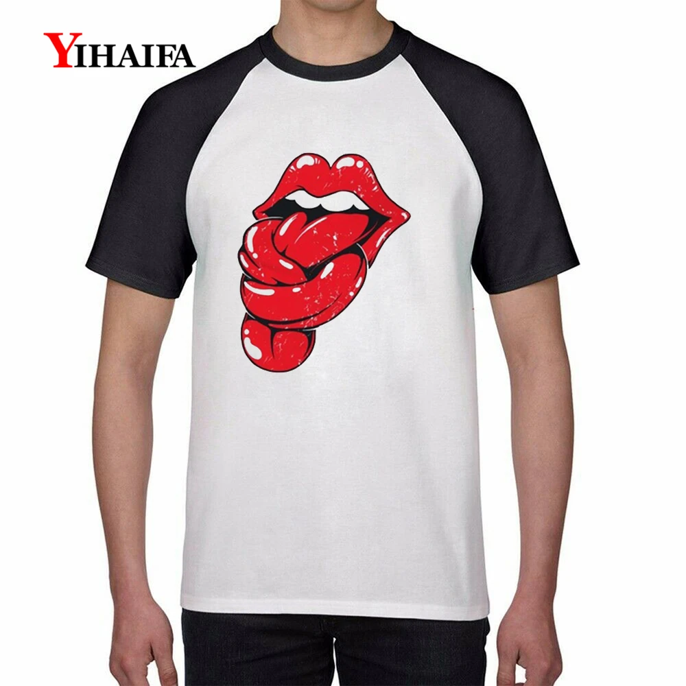 

2019 Mens Males gym Print T Shirts Creative Red Lips Tongue Graphic Tees White Tee Shirt Funny Unisex Cotton Casual Tops