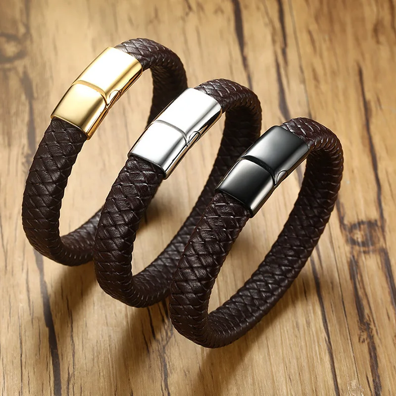 Мужской плетеный браслет из натуральной кожи 12 мм|bracelets for|leather braceletleather bracelets for men |