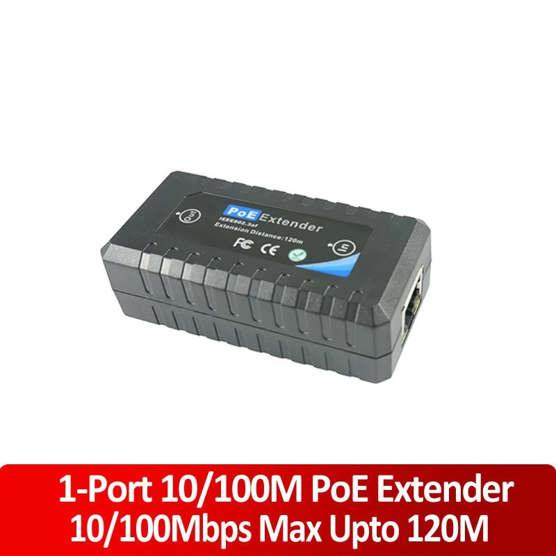 1 Port 10/100M PoE Extender IEEE802.3af For Ethernet Security Systems IP Camera 