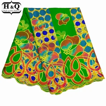 

H&Q wax africain batik lace 100% cotton fabric high quality embroidery nigerian guipure lace water soluble fabrics 6 yards/piece
