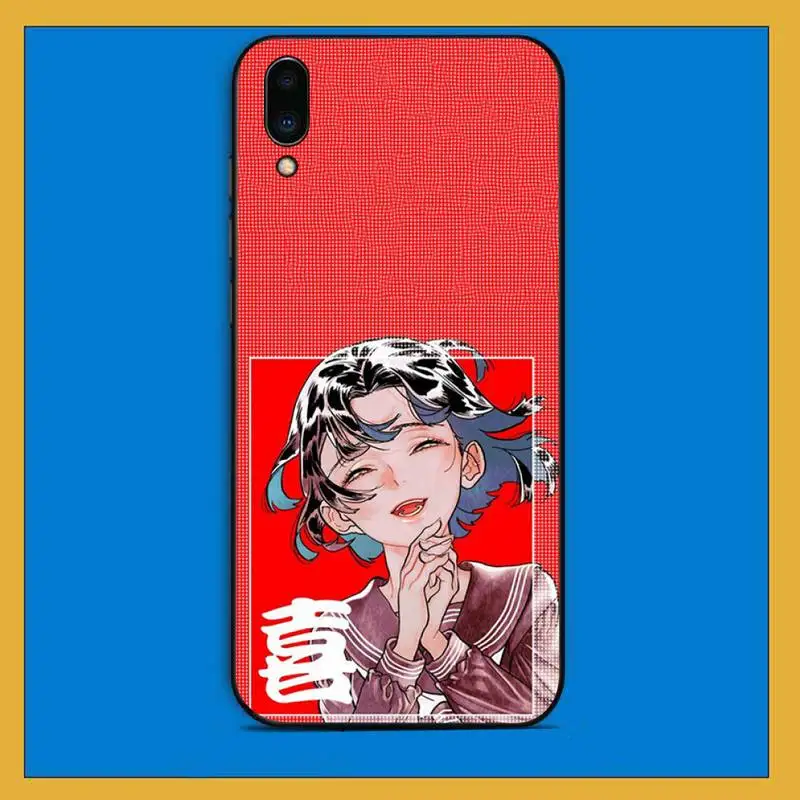 TOPLBPCS сад аниме эстетика Vaporwave черный мягкий чехол для телефона из ТПУ Vivo Y91C 31 53 19 11