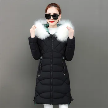 

Women Cotton Parkas Coat 2019 New Medium Long Thick Warm Slim Hooded Outerwear Winter Embroidery Large Size Female Jacket XIN125