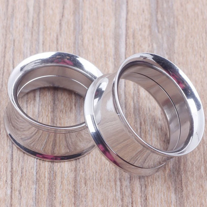 

Sliver Stainless Steel Hollow Ear Plug Screw Fit Flesh Tunnel Ear Plug Gauges Ear Stretcher Body Jewelry Ear Expander Piercings