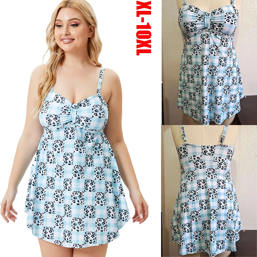 

Plus Size XL-10XL Women Swimsuit 2023 New Summer Tankini Two-Piece Cover Up Beachwear Padded Bikini Mujer Set Swimwear