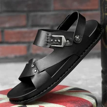 Мужские сандалии; коллекция года; повседневная кожаная Летняя Пляжная обувь для прогулок; вьетнамская обувь; Мужские дышащие кроссовки; сандалии-гладиаторы с закрытым носком в римском стиле; 39 s