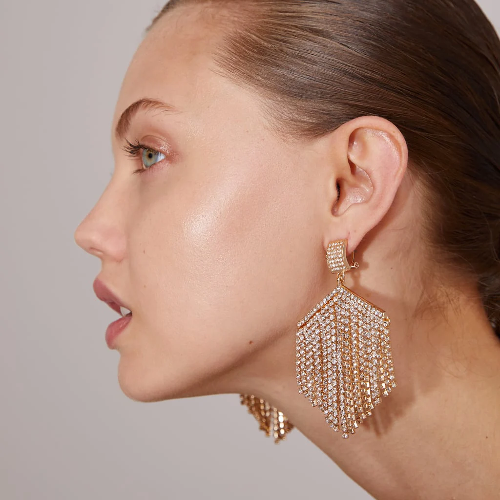 

AY ZA 2019 Shining Tassel Earrings For Women Crystal Long Dangle Drop Earrings Wedding Party Statement Jewelry Bijoux