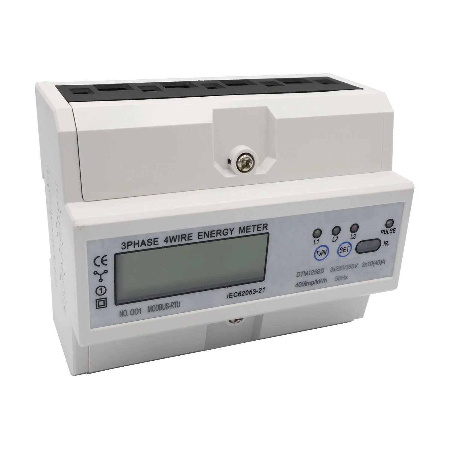 Din-рейка счетчик энергии 3 фазы 4 провода RS485 MODBUS протокол AC220/380 В измеритель энергопотребления монитор с ЖК-дисплеем DTM125SD