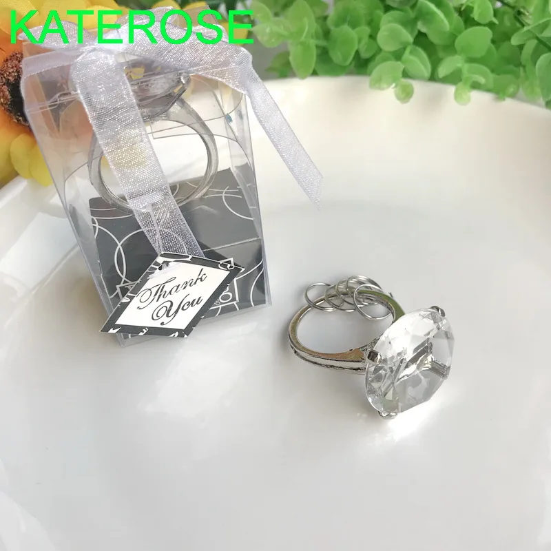 Clear 30 шт. обручальное кольцо для ключей, свадебные сувениры, Хрустальный брелок для невесты, для душа, вечерние раздаточный материал для гостей - Цвет: Clear