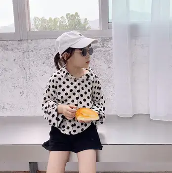 

2020 new girls dots shirt full sleeve cotton fashion girls blouse 3-9 years HM53