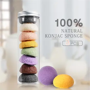 

8Pcs Hemisphere Natural Konjac Sponge Cosmetic Puff Face Cleaning Sponge Facial Cleanser Tools Face Washing Flutter Makeup Tools