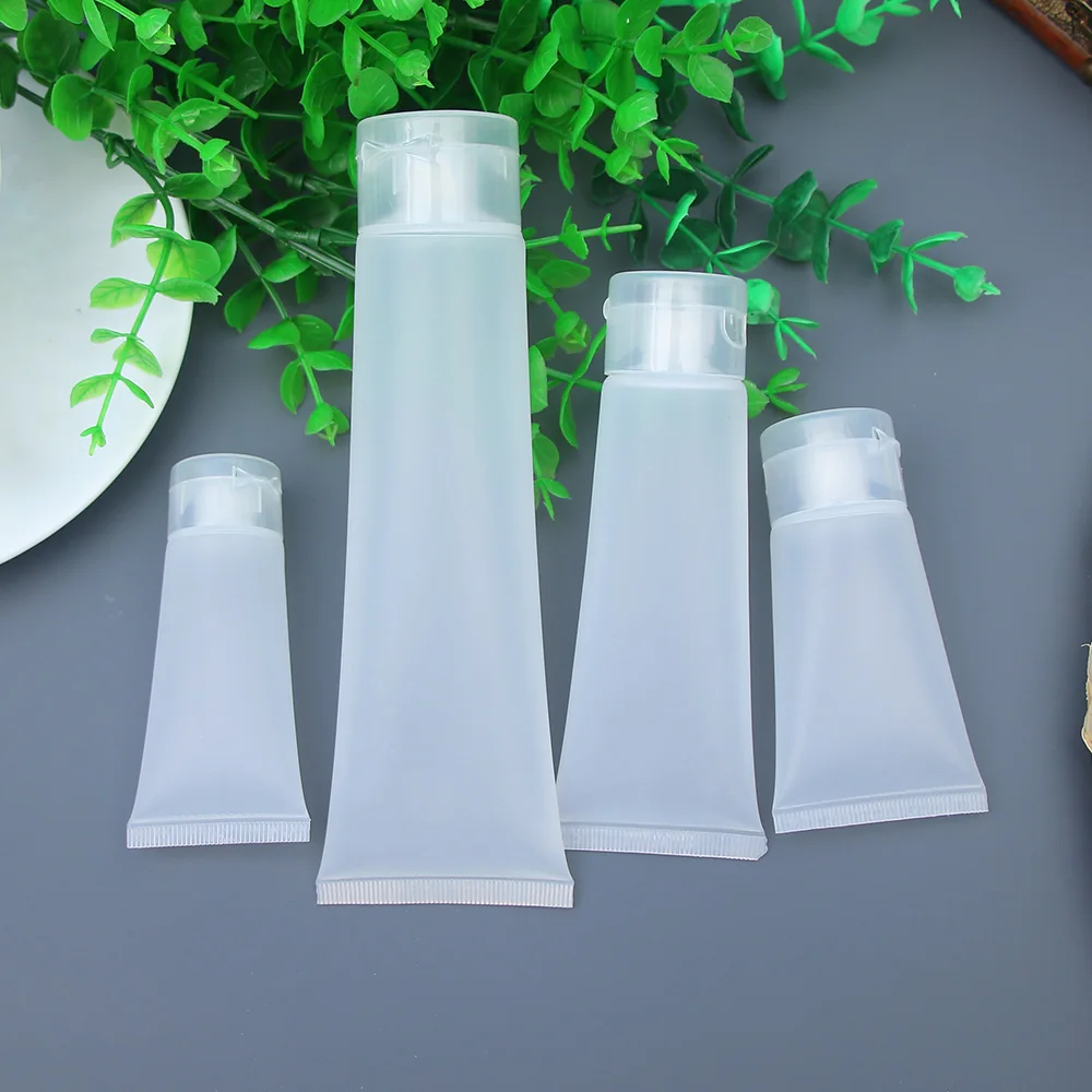 

Empty Transparent Portable Travel Tubes Squeeze Cosmetic Containers Flip Cream Lotion Frosted Plastic Soft Tube Bottles