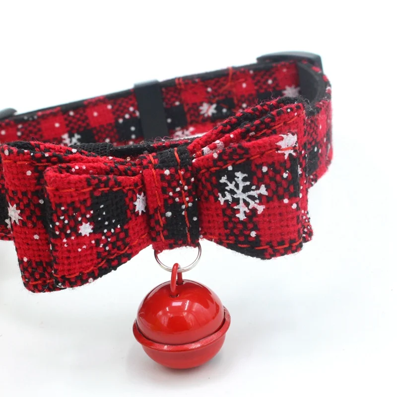 Christmas Pet Collar with Bows and Bells Adjustable Collar And Leash Set Bowknots Puppy Necklace For Medium Large Dogs