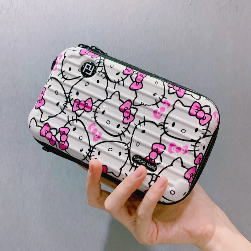 PVC Small Girl Shoulder Cosmetic Box Toiletry Bag Make Up Case Travel Organizer Functional Bags Cases Makeup Kit Koffer - Цвет: Lovely cat