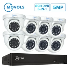 Movols 5MP HD H.265 8CH DVR CCTV система 8 шт. домашняя уличная купольная камера безопасности P2P IR-CUT Водонепроницаемый комплект видеонаблюдения