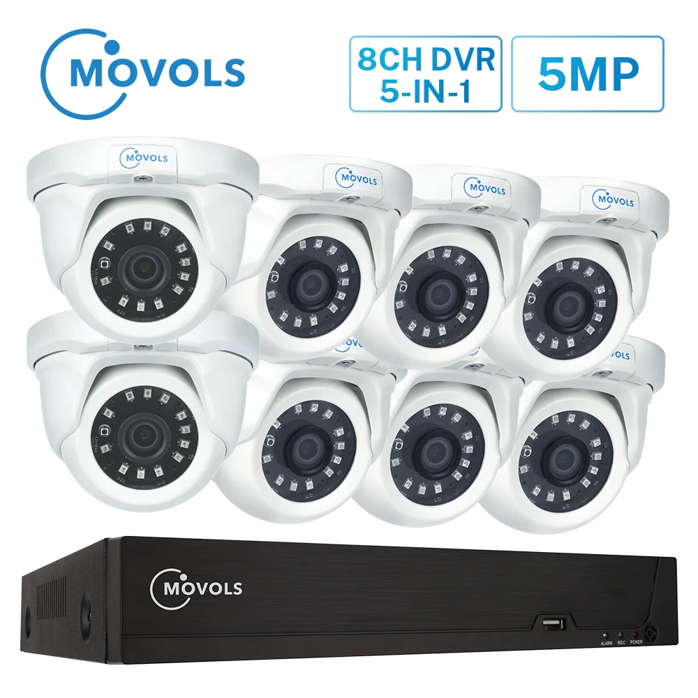 Система видеонаблюдения Movols 5MP HD H.265 8CH DVR 8 шт. домашняя наружная купольная камера