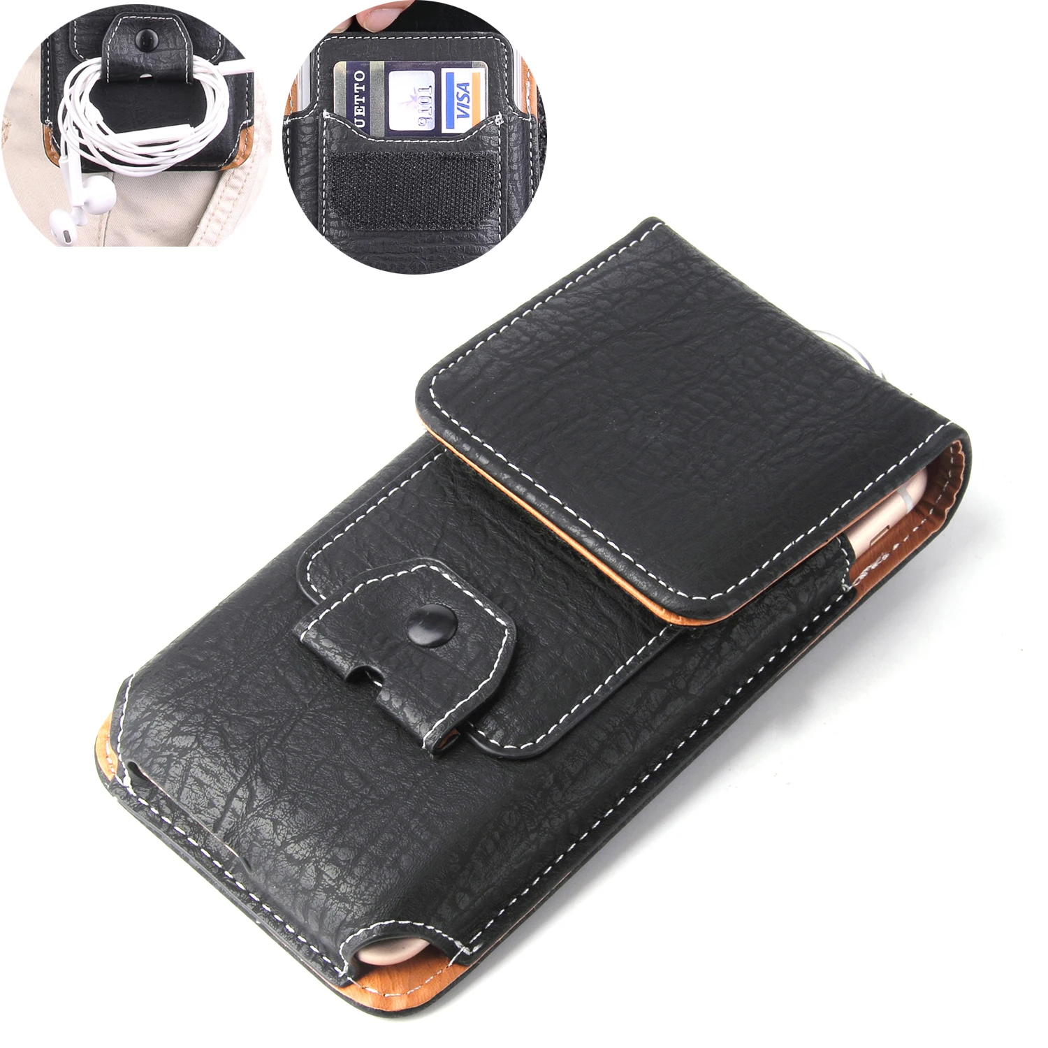 

Universal Pouch Leather Case For Oneplus One Plus 7 6 6T 5 5T 3 3T X 2 One Waist Bag Magnetic holster Belt Clip Phone Cover