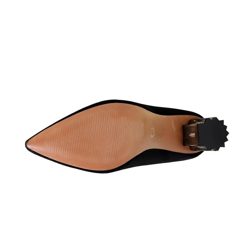 BIGTREE/botas altas mujer; облегающие Высокие Сапоги выше колена; черные зимние сапоги на каблуке с кристаллами; женские замшевые сапоги с острым носком; bota feminina
