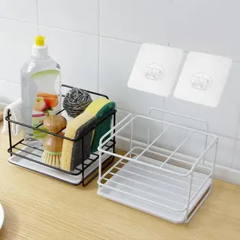 

Wrought Iron Drain Rack Rag Sponge Dishwashing Brush Storage Rack Bathroom Shelf Kitchen Organizer
