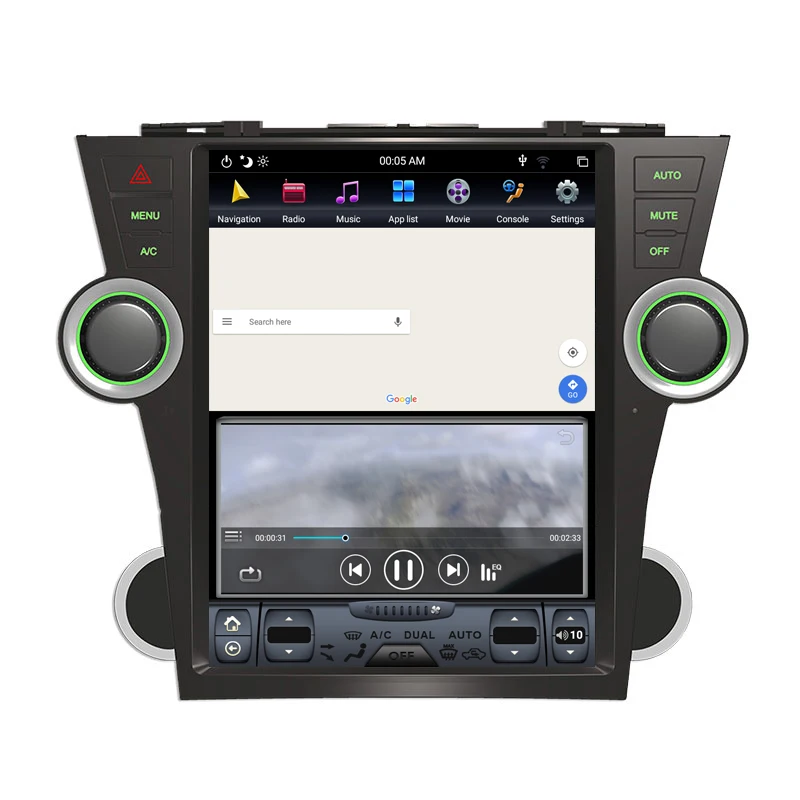 Android 9,0 Tesla вертикальный экран автомобиля нет dvd-плеер gps навигация для Toyota Highlander 2007-2013 аудио плеер 12,1 дюймов
