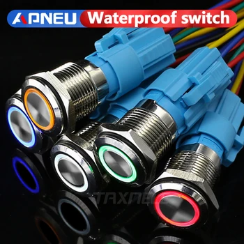 

16mm Metal push button switch led momentary push button interrupteur 12v etanche schakelaar 24V power switch 1NO1NC Waterproof