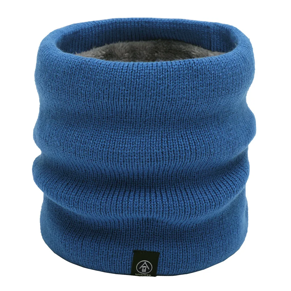 Модный роскошный женский шарф унисекс, однотонный шарф-хомут, флисовый вязаный шарф - Цвет: Синий