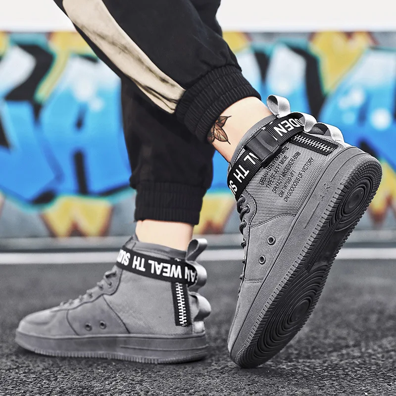 

Men High-top Board Shoe 2019 Autumn And Winter New Style Men's Athletic Shoes Old Man Shoes Fashion Men's White Shoes
