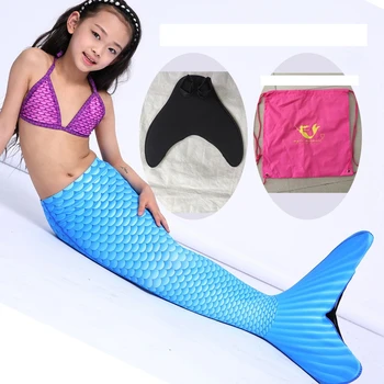 

One Piece Swimsuit Thicken Lycra Swimwear Ankle + Fishtail Mermaid Coloful Swimsuit Children's Cosplay Kids Swimming Flipper