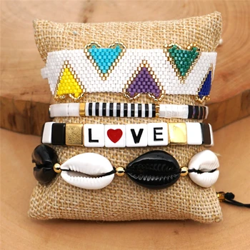 

KSRA 2020 New Jewelry Alloy Shell Miyuki Bracelet Set Hot Sale DIY Looks Bracel Tile Beads Bracelet Suit INS Boho Fashion