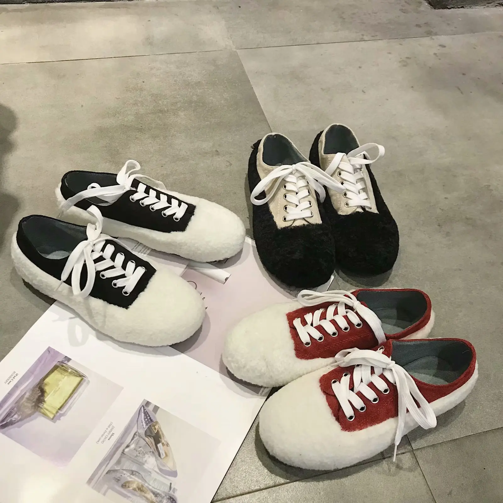 

2019 Spring And Autumn New Style Online Celebrity Women's Versatile Moccosins round Flat Fluffy Shoes Casual Students Harajuku L