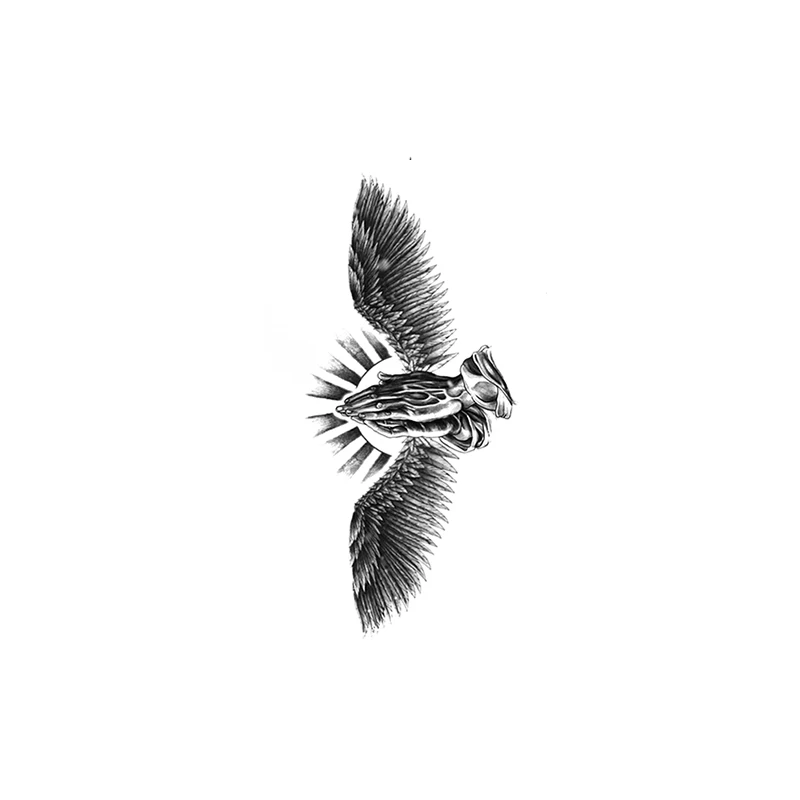 Водостойкая Временная тату-наклейка черные крутые крылья орла флэш-татуировки