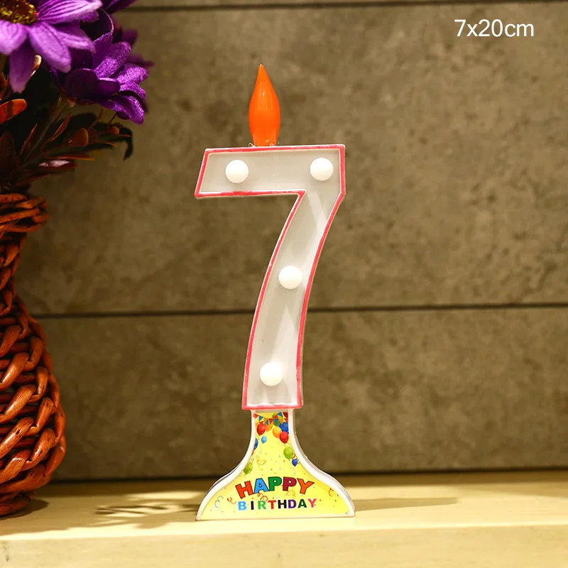 Pink Candle 7 Креативный автоматически меняющий цвета светодиодный светильник с цифрами свечи для украшения торта подарок на день рождения вечерние свадебные украшения - Цвет: Pink Candle 7