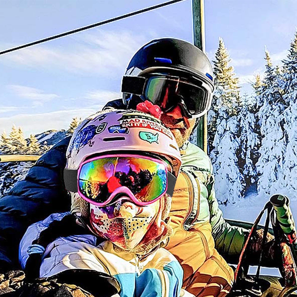 Ski Goggles Colorful Lens Winter Snow Sports Snowboard Goggles Anti-fog UV Protection Kids Skiing Mask Skiing Glasses D30